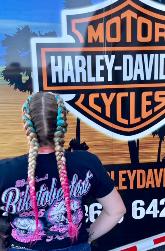 harley-davidson harley davidson braid hairstyles motorcycle dutchbraids Ormond beach braids